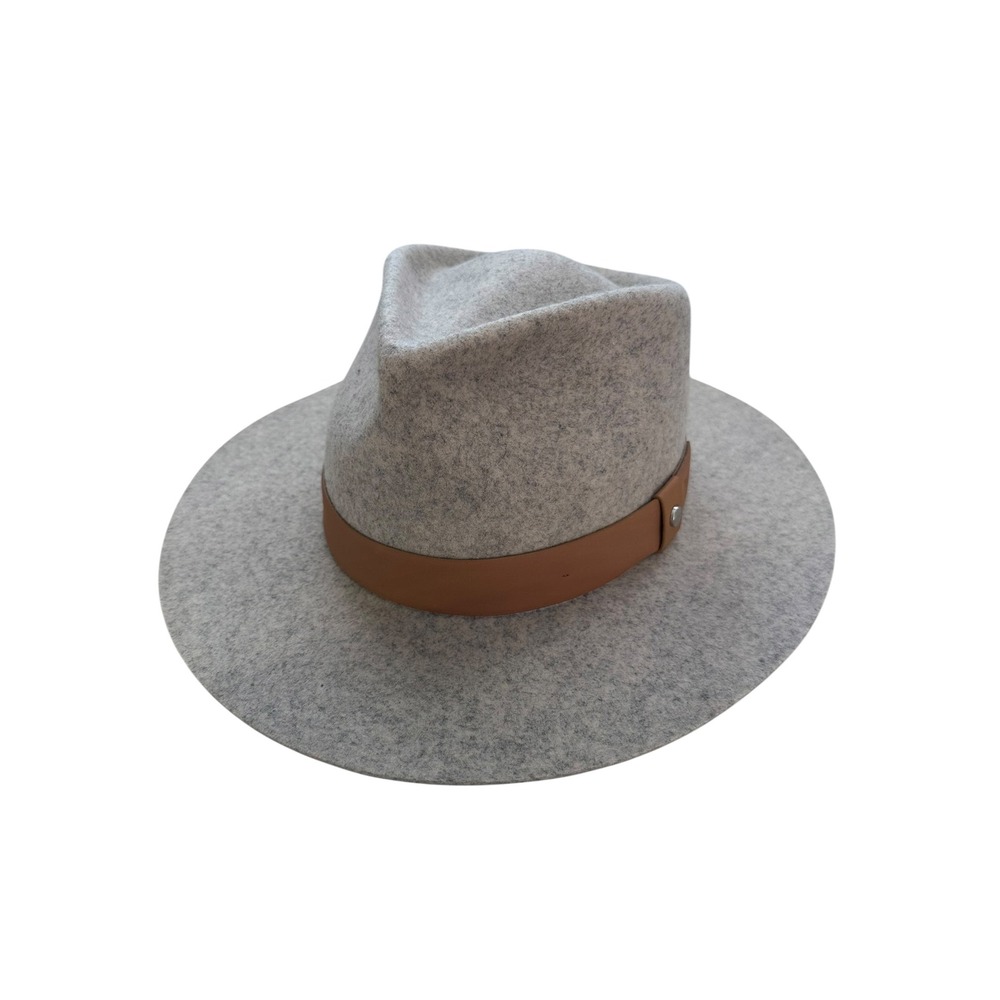 Boho Kooringal Fedora Hat 100% Wool Wide Brim Gray Marle 58cm M